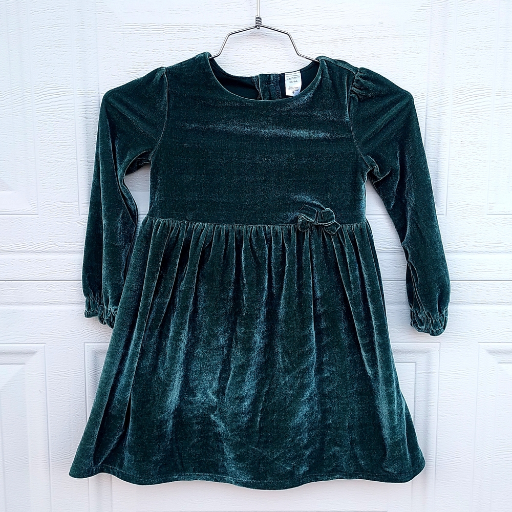 Elegant Green Velvet Kids Dress